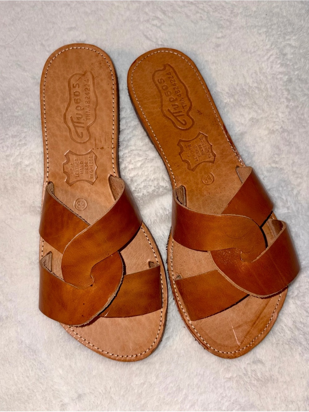 PYRSOS Greek Leather Handmade Sandals sz 8